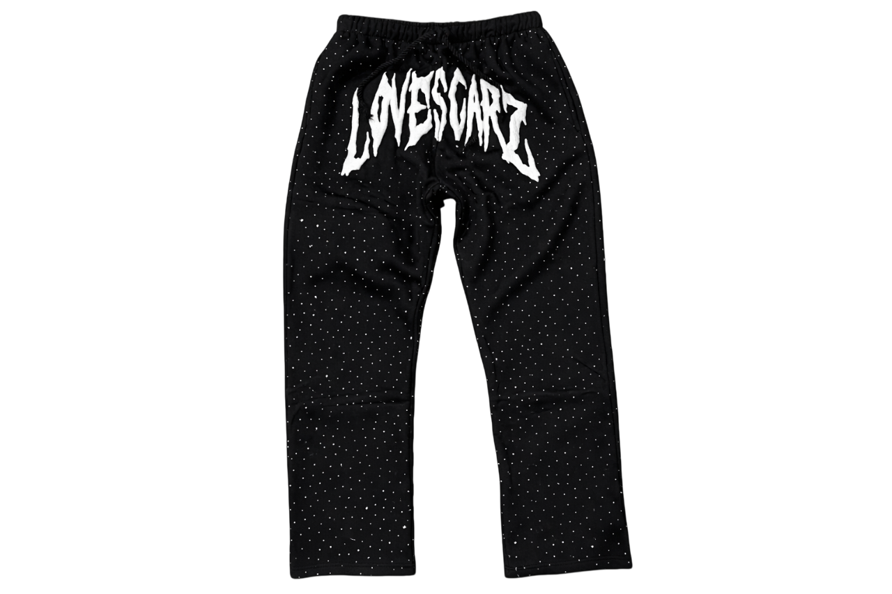STARS PANTS BLACK 500GSM (WHITE)