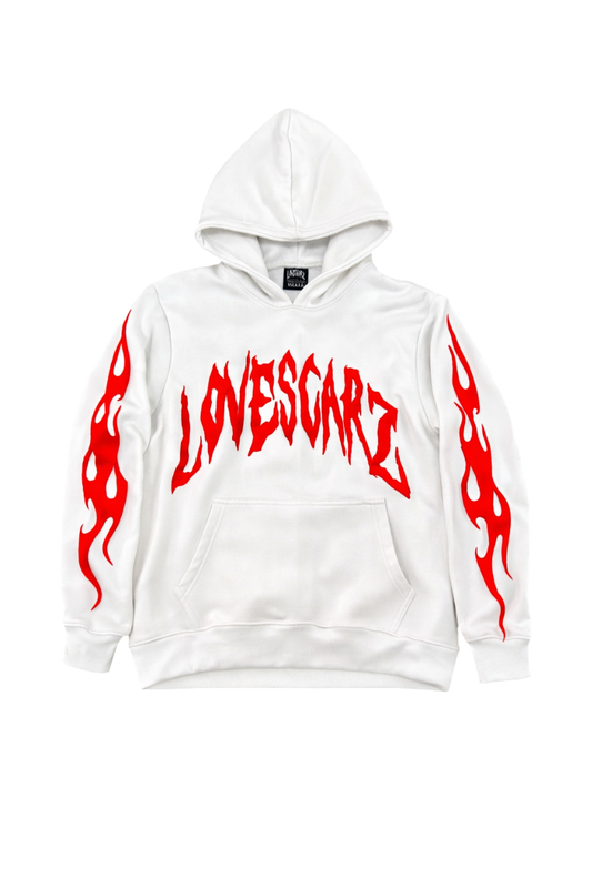 WHITE FLAMES HOODIE
